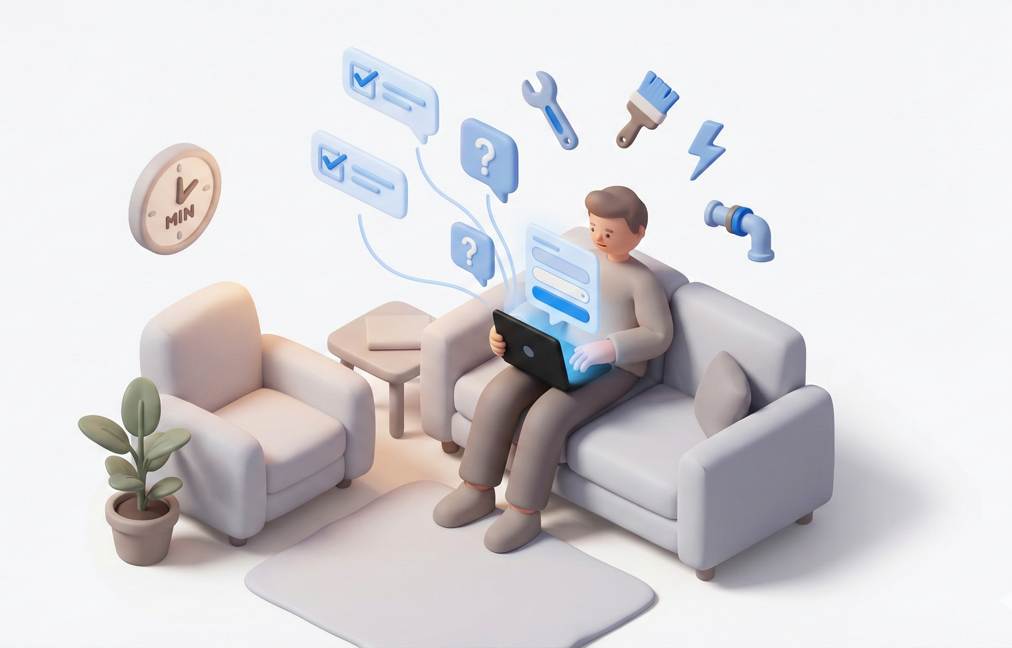 Person describing their project on laptop