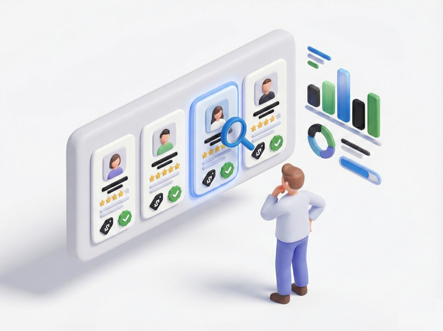 Person comparing professional quotes on dashboard